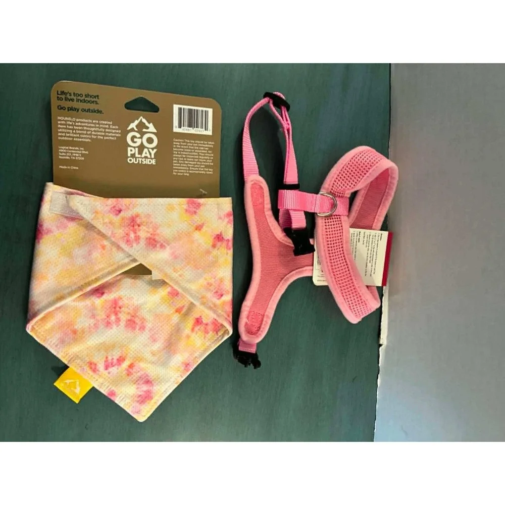 Coastal & Hound2O Dog Harness and Cooling Bandana‎ Set XS Pink Tie Dye NEW